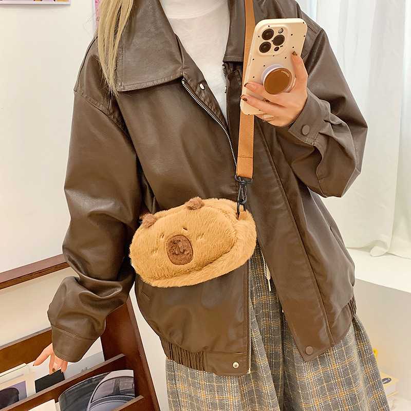 ショルダーバッグレディース ファー くまさん顔型ふわもこショルダーポーチ