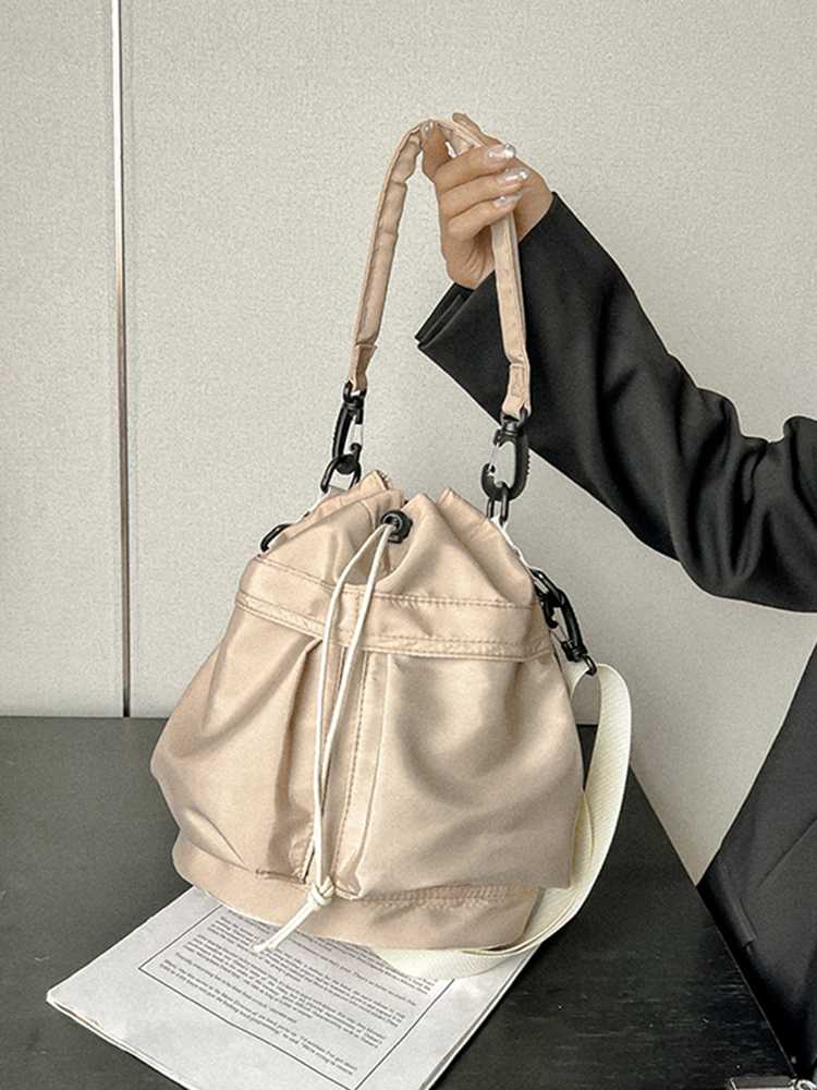 ショルダーバッグレディース シンプル巾着ショルダーバッグ