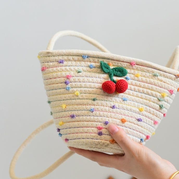 ショルダーバッグレディース 花束刺繍ミニかごショルダー